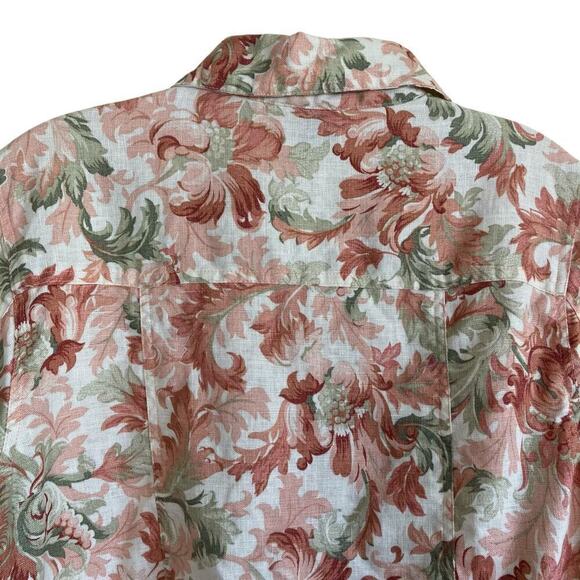 Saint Tropez West Vintage 90s Tapestry Print Trucker Jacket 100% Linen Sz L/XL - Picture 8 of 16